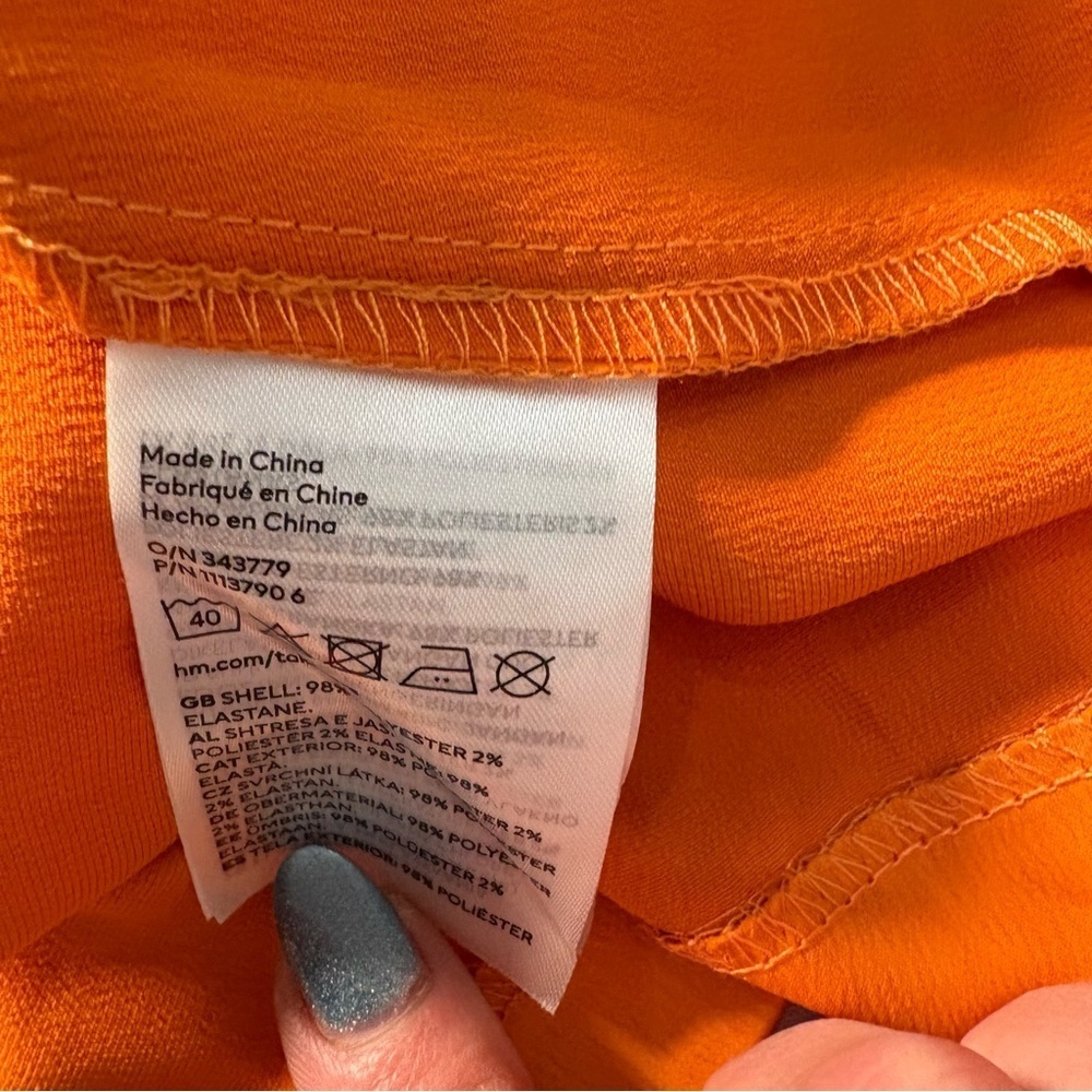 H&M Conscious Choice Orange Ruched Shirt Dress Small Button Front NWT - Picture 6 of 11